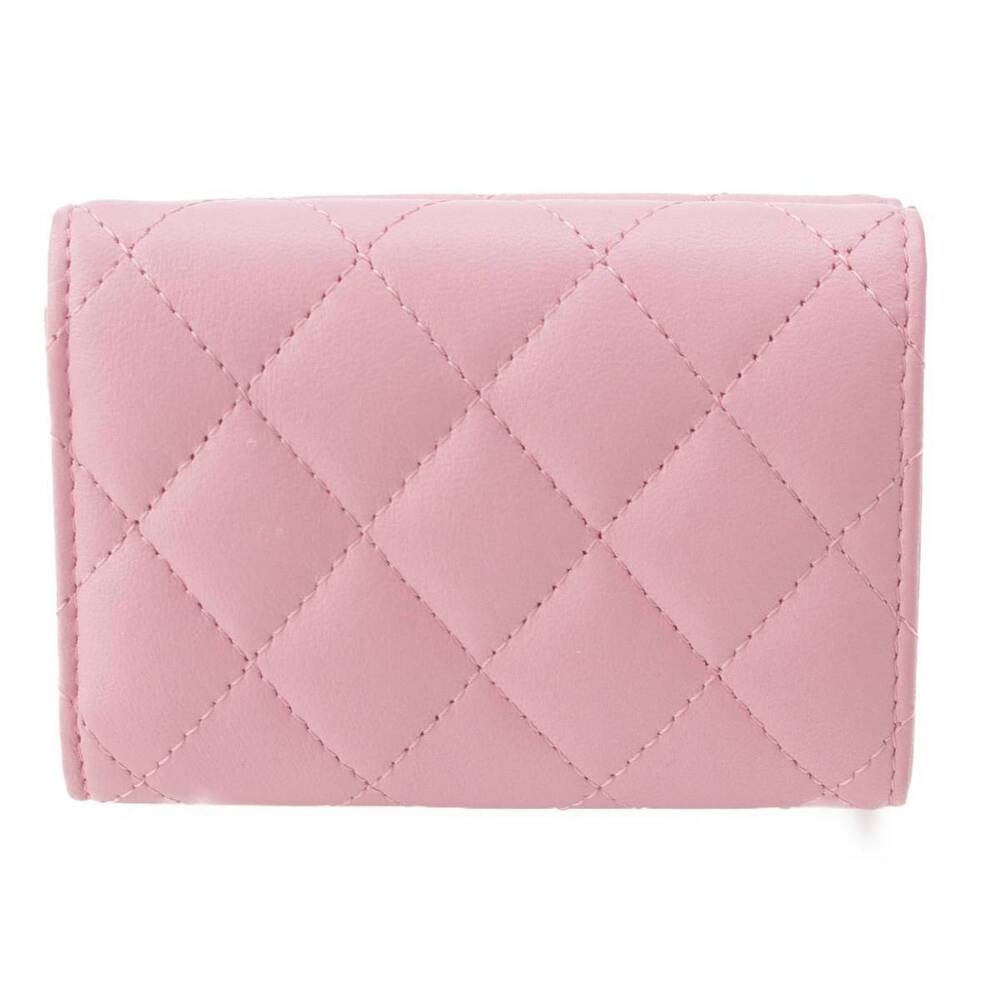 Chanel Matelasse Wallet Coco fold Lambskin Compact Mark Pink Tri